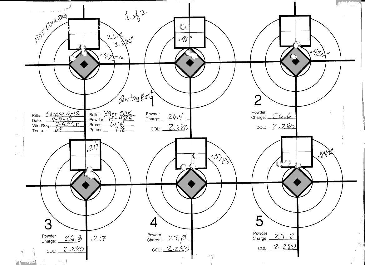 Shot these Eight loads as per the OCW directions which meant I only shot each load/target every eight shots